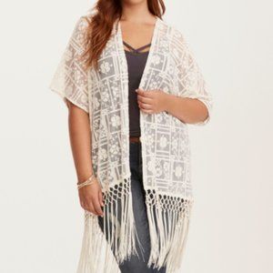 Torrid Lace Crochet Kimono Size 3/4
